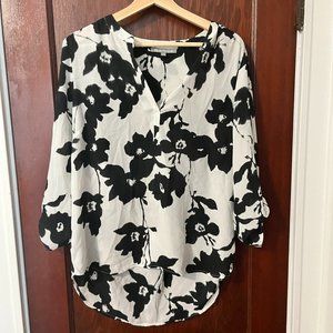 Daniel Rainn Koda Black and White Floral Blouse